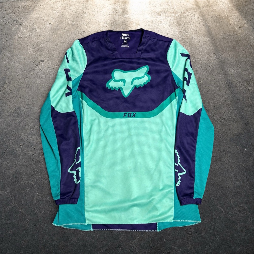 Fox Racing 180 Motocross Jersey Purple Teal Long Sleeve Mens Size Medium Y2K